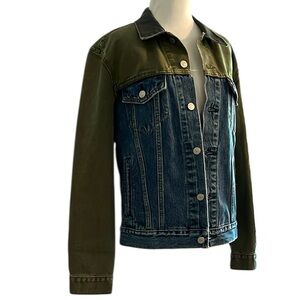 LEVI’S TWO-TONE DENIM JEAN JACKET BLUE GREEN SIZE EXTRA SMALL UNISEX